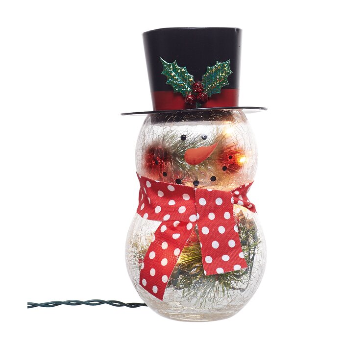 The Holiday Aisle® Metal Light Up Crackle Glass Snowman And Reviews Wayfair